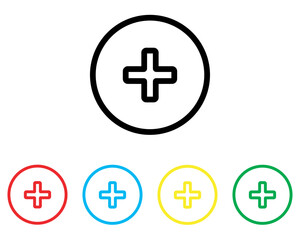 Fototapete - Add icon vector. Plus sign symbol in trendy flat style. Set elements in colored icons. Medical cross vector icon illustration isolated on white background