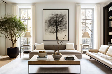 parisian apartment. scandinavian interior design of modern living room, home.