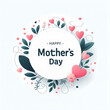 Happy Mothers Day message with small hearts hanging vector style illustration with space for copy on isolated background for social media post created with generative ai	