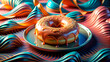 Glazed donut on 3D background