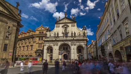 Canvas Print - St. Salvator Church timelapse hyperlapse. Part Of Historic Complex In Prague - Clementinum, Czech Republic