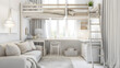 © Life Creative DXB - Interior of a white bedroom with loft bed