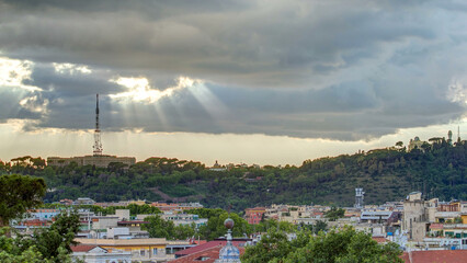 Wall Mural - Cityscape of Rome timelapse under a dramatic sky as seen from the Pincio hill, Italy