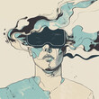Portrait of a person with virtual reality headset