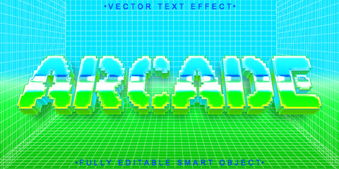 Wall Mural - Pixel Arcade Vector Fully Editable Smart Object Text Effect