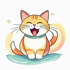 cat with a smile on white background