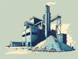 Blue Factory landscape illustration