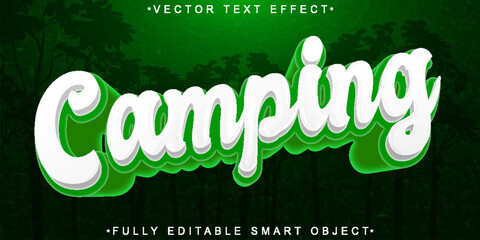 Poster - Cartoon Forest Camping Vector Fully Editable Smart Object Text Effect