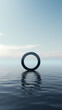 Black metal rings floating on the sea