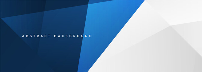 Aufkleber - Abstract blue and white modern wide banner template with geometric shapes. Dark blue and white abstract background. Vector illustration