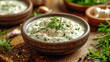 © Design Resources - small bowl of ranch dressing on a wooden table