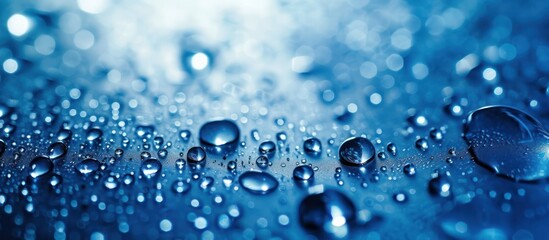 Wall Mural - abstract water drops on blue background