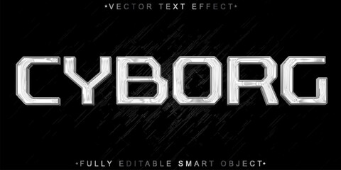 Aufkleber - Robotic Silver Cybrog Vector Fully Editable Smart Object Text Effect