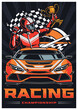 Racing championship colorful vintage poster