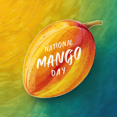 National Mango Day, Social Media Poster, National Mango Day poster, Illustration, july 22,     
flat design, Mango Day, banner, card, poster, post, happy National Mango Day, Colorful mango, flat desig