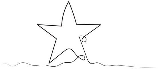 hand draw doodle stars illustration in continuous line arts style vector. Star icon. Continuous outline of a star icon.