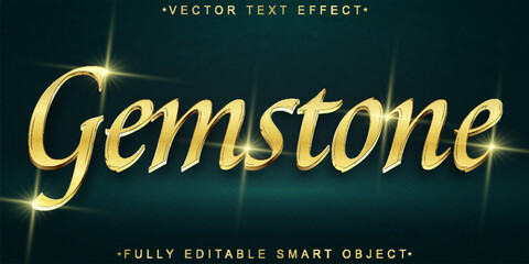 Poster - Golden Luxury Elegant Shiny Gemstone Vector Fully Editable Smart Object Text Effect
