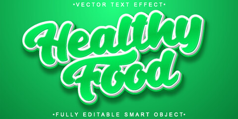 Wall Mural - Cartoon Green Healthy Food Vector Fully Editable Smart Object Text Effect