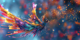 Kunstvoller bunter Schmetterling in farbenfrohen Design für Hintergrundmotiv im Querformat für Banner und Druckvorlage, ai generativ