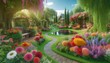 Enchanted Flower Garden with Fairy Tale Cottage
