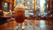 Spirited Elixir: Irish Creamy Coffee in Cinematic Close-Up