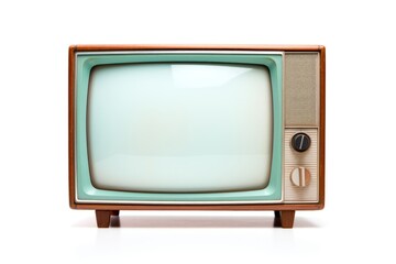 Vintage TV television screen white background.