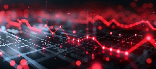 Poster - Recession line chart. Finance business economy market visualization. Generative AI technology.	
