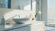 Stylish White Sink in Modern Bathroom Interior

