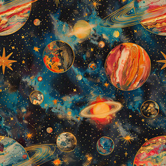  Boho Galactic Odyssey Celestial Tapestry - Space Pattern