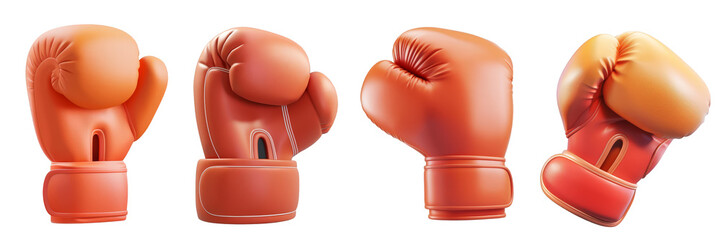 PNG boxing glove 3d icons and objects collection, in cartoon style minimal on transparent, white background, isolate