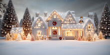  House Home Decor, Country Cottage Style House Decoration For Christmas Background
