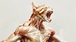 Fierce Tabby Feline Fitness Model Hyper Detailed Shredded Musculature Against Clean White Studio Backdrop