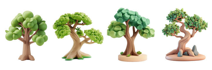 png bodhi tree 3d icons and objects collection, in cartoon style minimal on transparent, white backg