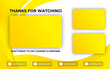 © ezabbie - Youtube End Screen with yellow design. Youtube Video Template, background, Outro Card, banner.  Channel screensaver end