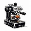 Stainless Steel espresso coffee maker machine isolated on transparent background