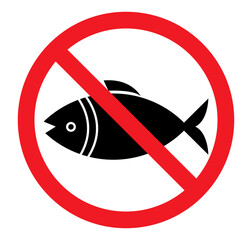 No fishing vector icon. Warning, ban, caution sign. Do not fishing sign vector illustration. No fishing. Caution do not fish sign. Forbid, no fish. No fishing symbol.