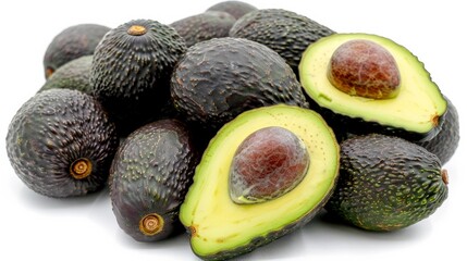 Wall Mural - bunch of ripe hass avocado with one cuted in half