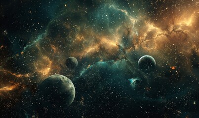 planets in space galaxy, Generative AI