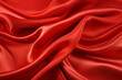 Red shiny satin silk swirl wave background banner - Abstract textile fabric material, backdrop texture for product display or text
