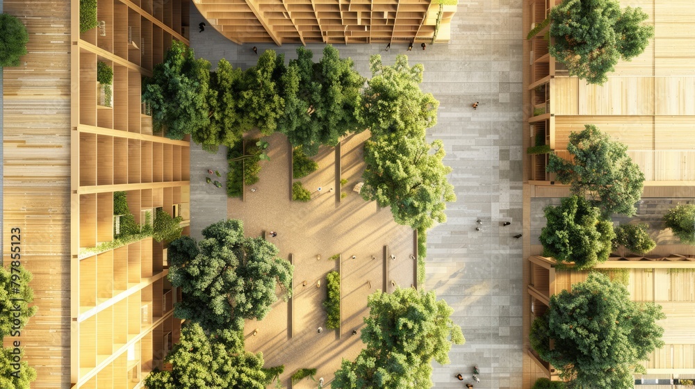 Architectural model of a sustainable building complex with green roofs ...