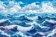 Seamless printed sea wave illustration