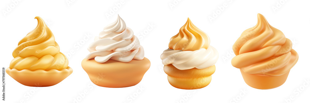 PNG cream puff 3d icons and objects collection, in cartoon style ...