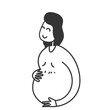 hand drawn doodle young pregnant woman illustration