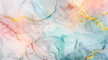 Wall Mural - Beautiful watercolor background with gold lines. Perfect for prints, wall art, covers, and invitations.