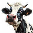 Cartoon Caricature of a Cow.  Generated Image.  A digital illustration of a cute, cartoon caricature of a dairy cow.