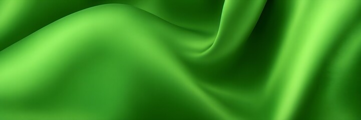 Wall Mural - Luxurious green silk texture background. Soft and smooth fabric with elegant waves and shiny satin finish.