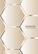 Soft gold 3d hexagonal technology vertical vector abstract background. Vector illustration