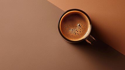 A background of translucent espresso brown and warm taupe, evoking the comforting and minimalist aesthetic of freshly brewed coffee on a chilly morning