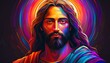 Jesus Christ illustration with vibrant color 