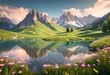 Wall Mural - lake in the mountains